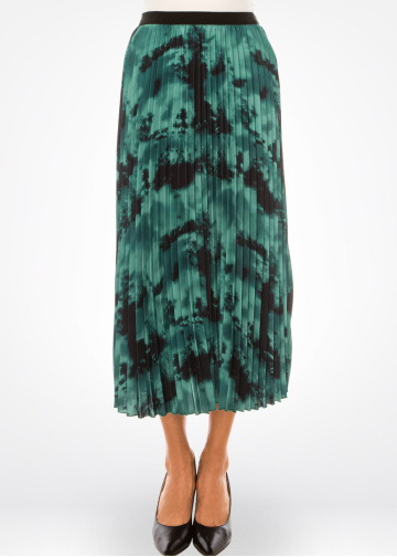 Emerald Elegance Pleated Midi Skirt