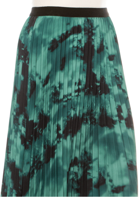 Emerald Elegance Pleated Midi Skirt