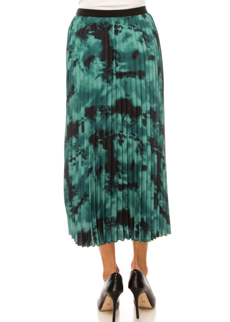 Emerald Elegance Pleated Midi Skirt