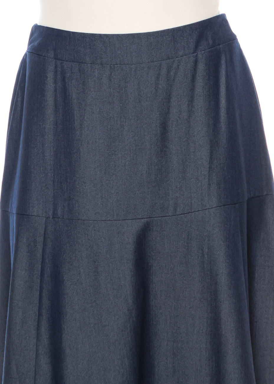 Classic Indigo Denim Midi Skirt