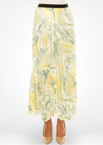 Citrus Swirl Pleated Skirt