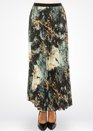 Oceanic Aura Pleated Maxi Skirt