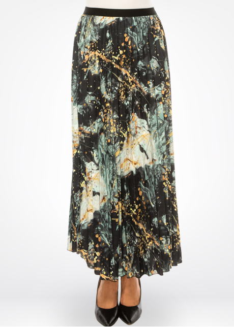 Oceanic Aura Pleated Maxi Skirt