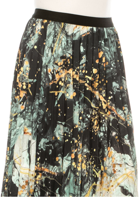 Oceanic Aura Pleated Maxi Skirt