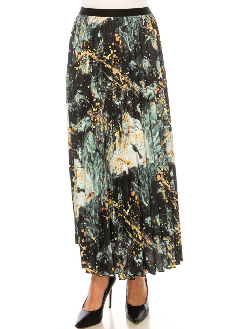 Oceanic Aura Pleated Maxi Skirt
