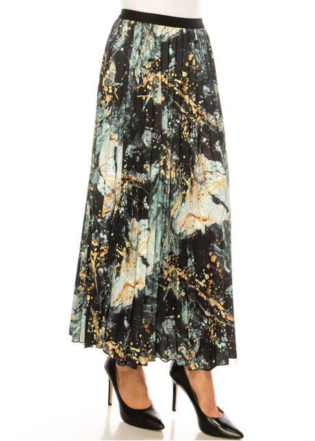 Oceanic Aura Pleated Maxi Skirt