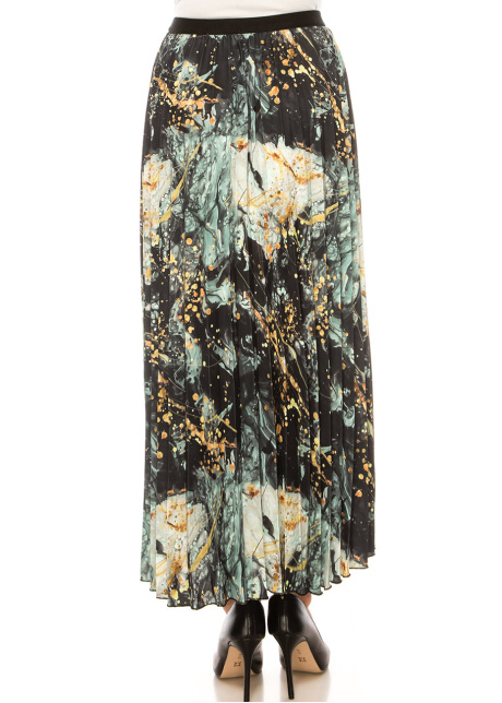 Oceanic Aura Pleated Maxi Skirt