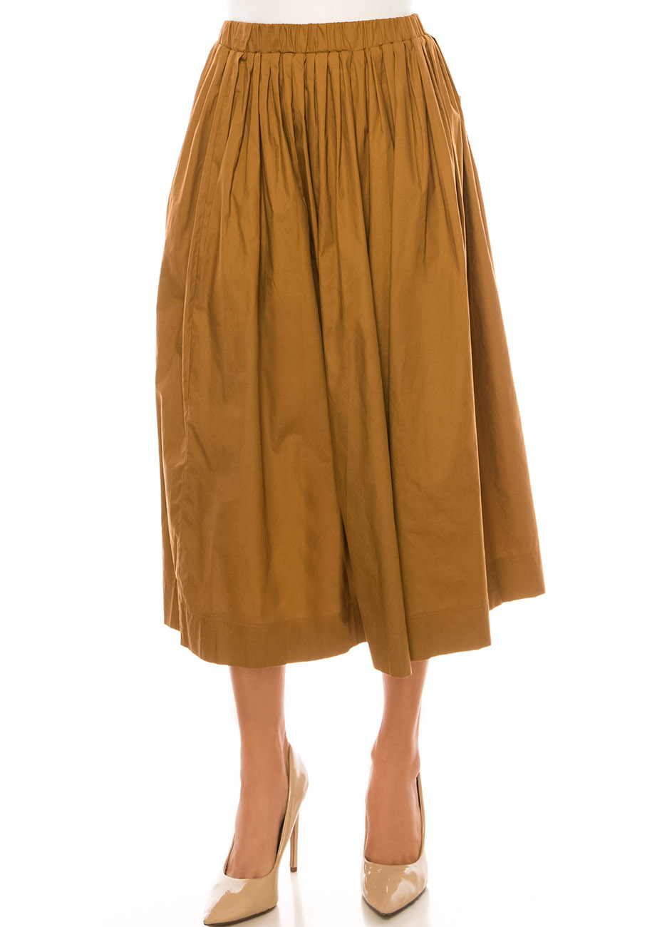 Copper Glow Rust Midi Skirt