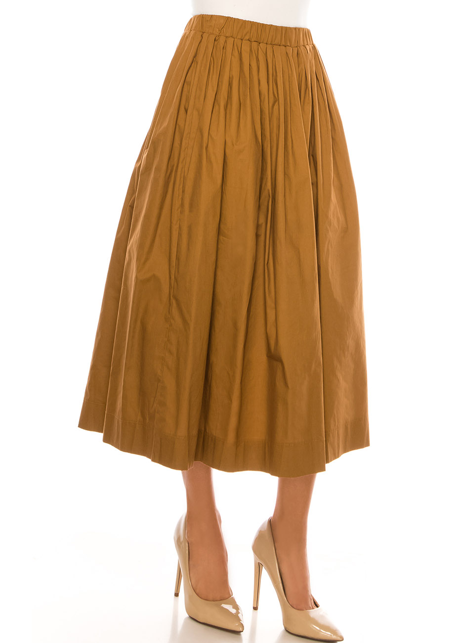 Copper Glow Rust Midi Skirt
