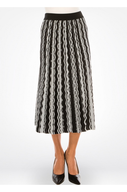 Op-Art Zigzag Midi Skirt