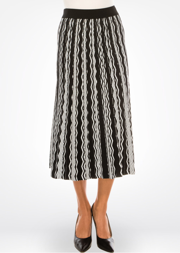 Op-Art Zigzag Midi Skirt