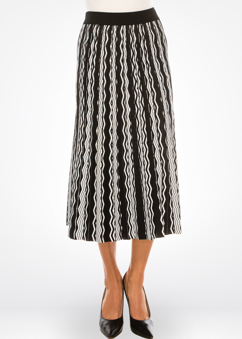 Op-Art Zigzag Midi Skirt | Modest Women Clothing - YAL New York