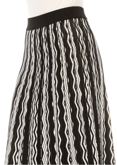 Op-Art Zigzag Midi Skirt