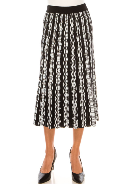 Op-Art Zigzag Midi Skirt