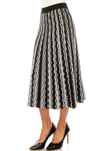 Op-Art Zigzag Midi Skirt