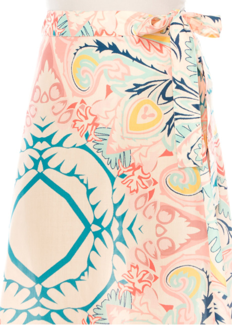 Pastel Mosaic Tie-Waist Skirt