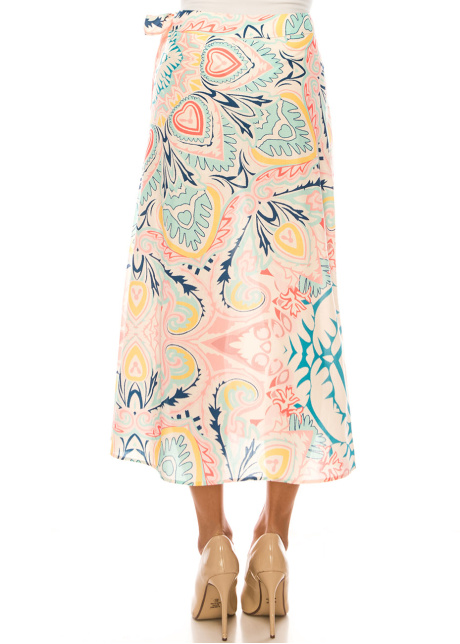 Pastel Mosaic Tie-Waist Skirt