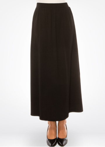 Black Rib-Knit Versatile Maxi Skirt