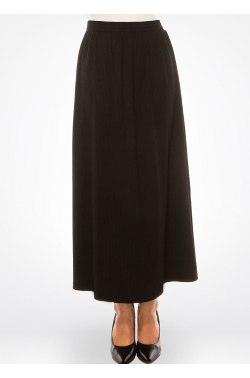 Black Rib-Knit Versatile Maxi Skirt