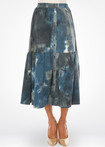 Blue Haven Tie-Dye Midi Skirt
