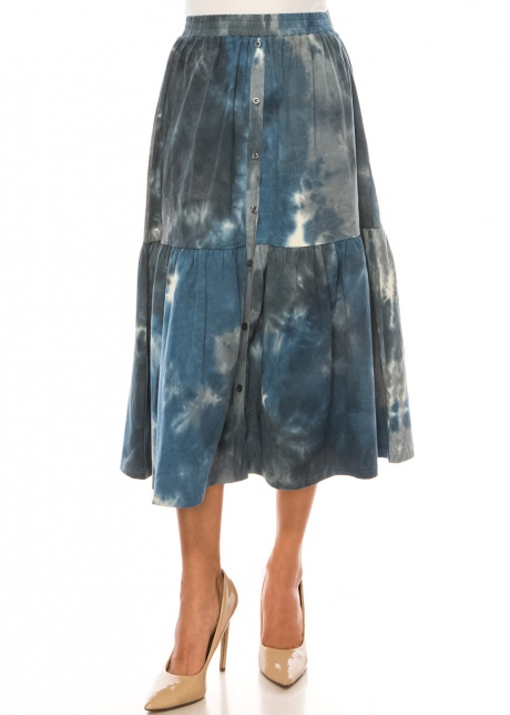 Blue Haven Tie-Dye Midi Skirt