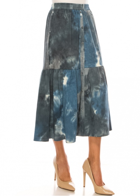 Blue Haven Tie-Dye Midi Skirt