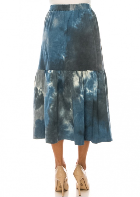 Blue Haven Tie-Dye Midi Skirt