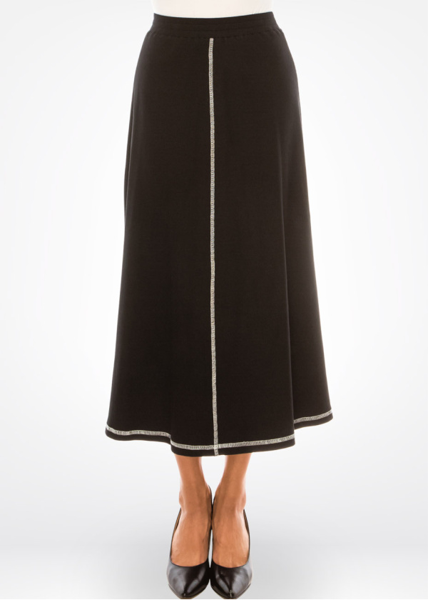 Chic Onyx with White Detail Skirt