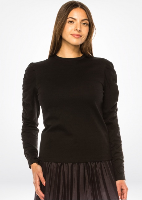 Black Chic Ruched Detail Tee