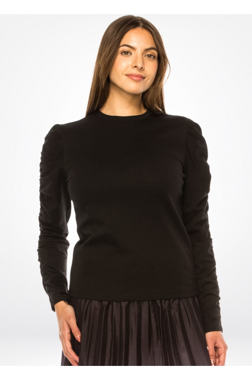 Black Chic Ruched Detail Tee