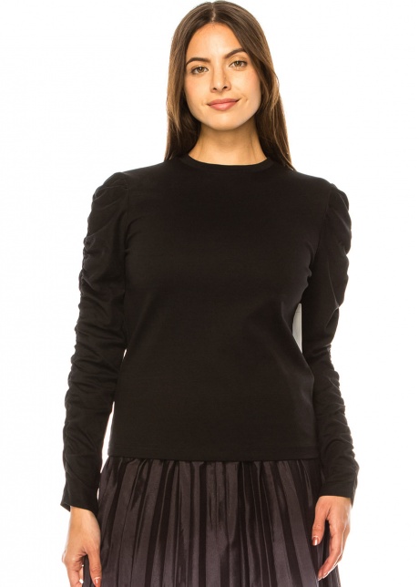 Black Chic Ruched Detail Tee