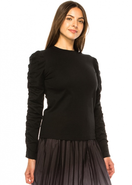 Black Chic Ruched Detail Tee
