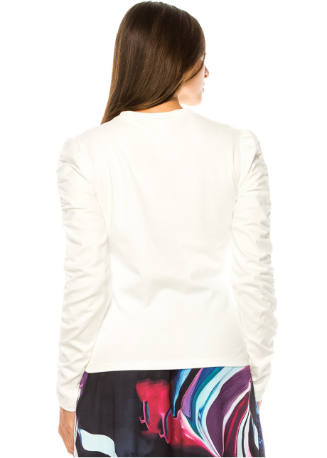 Essential White Ruched-Sleeve Tee