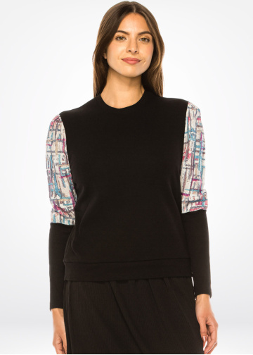 Abstract Art Patchwork Sleeve T-Shirt
