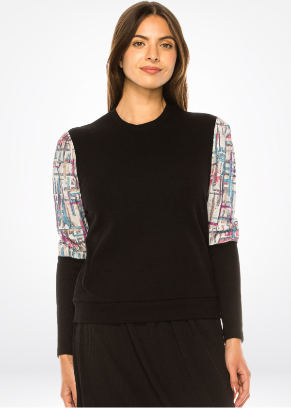 Abstract Art Patchwork Sleeve T-Shirt