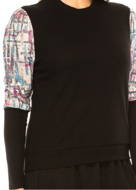 Abstract Art Patchwork Sleeve T-Shirt