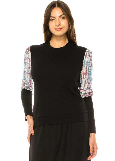 Abstract Art Patchwork Sleeve T-Shirt