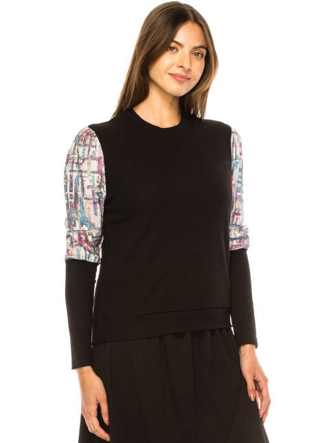 Abstract Art Patchwork Sleeve T-Shirt