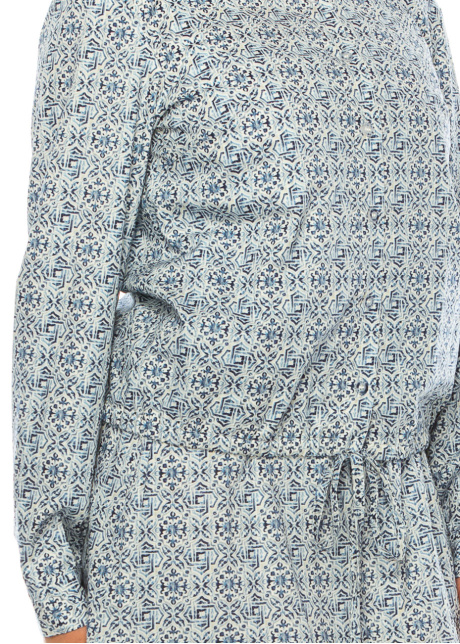 Blue Deco Print Shirt – Modest Detailing
