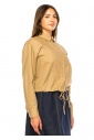 Casual Comfort Beige Linen Shirt with Drawstring