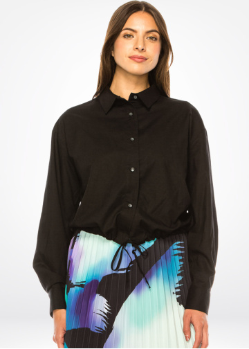 Timeless Black Linen Button-Up Shirt