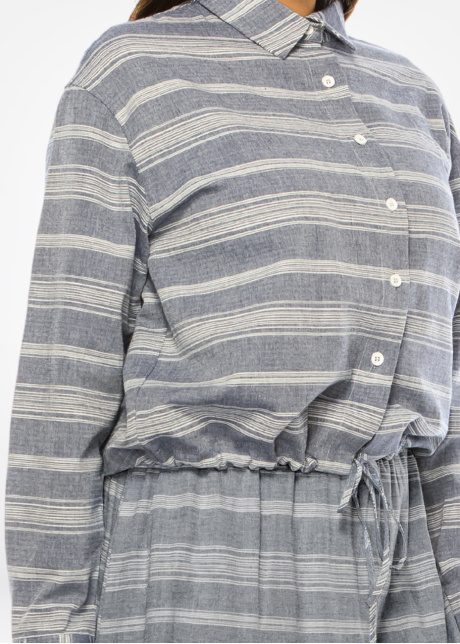 Blue Striped Tie-Waist Shirt
