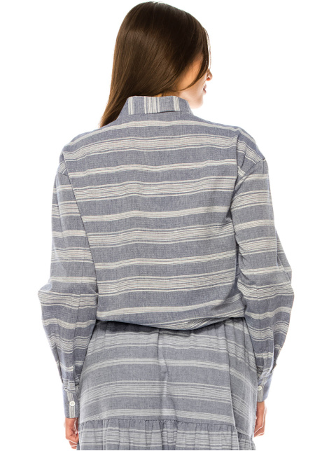 Blue Striped Tie-Waist Shirt