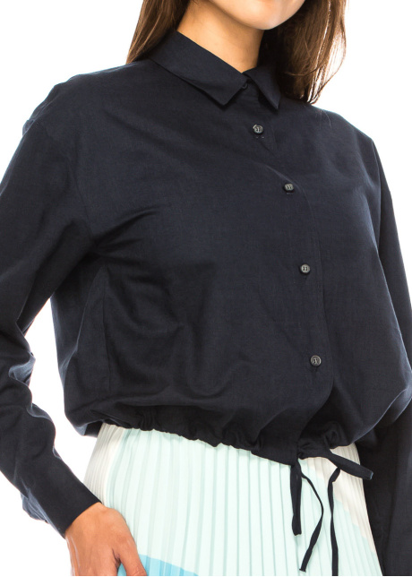 Deep Sea Drawstring Linen Shirt
