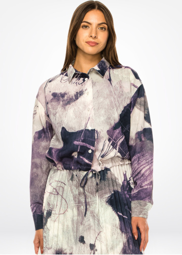 Lilac Whispers Tie-Waist Shirt