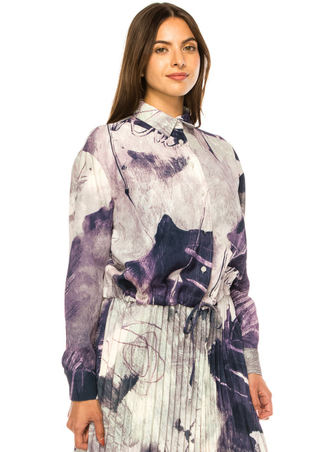 Lilac Whispers Tie-Waist Shirt