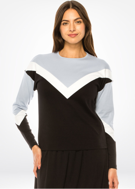 Chevron Chic Blue Accent Top