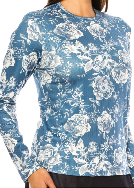 Classic Blue Rose Garden Long-Sleeve Tee