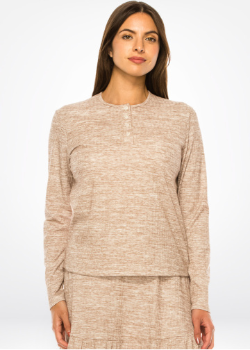Beige Beauty Casual Long Sleeve Tee