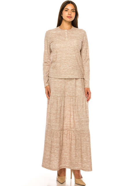 Beige Beauty Casual Long Sleeve Tee